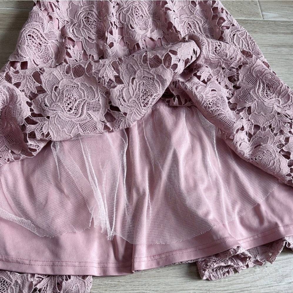 Lulus Nora Lee Dusty Rose Sleeveless Lace Midi Dress, M - Picture 5 of 9